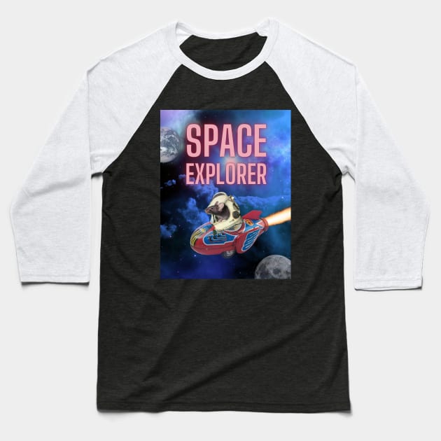 Space Explorer - Cute Mouse traveling in space Baseball T-Shirt by lordy